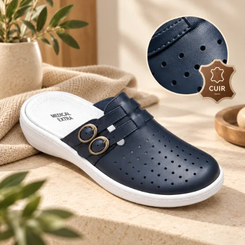 sabot orthopédique bleu en cuir