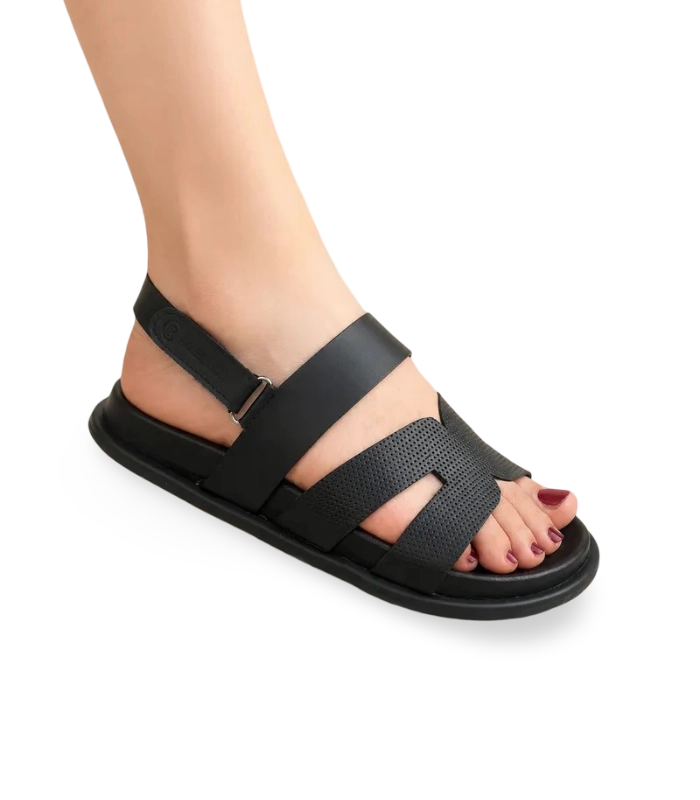 Sandale Orthopédique Pour Femmes - 100% cuir - Noir